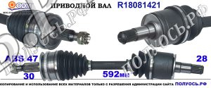 R18081421 Приводной вал FIAT FULLBACK,MITSUBISHI L200 IV соответствует OEM: 3815A307, 3815A581, MN107605