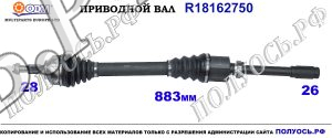 R18162750 Приводной вал CITROEN C5,PEUGEOT 407 OEM 3273GF, 3273GG, 9640848280
