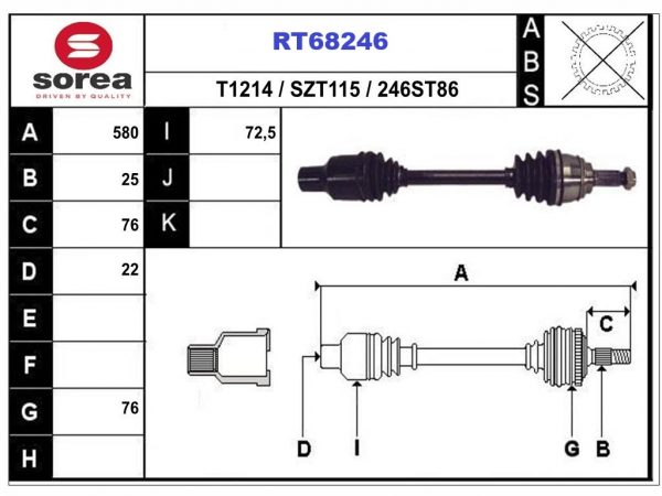 Приводной вал RT68246