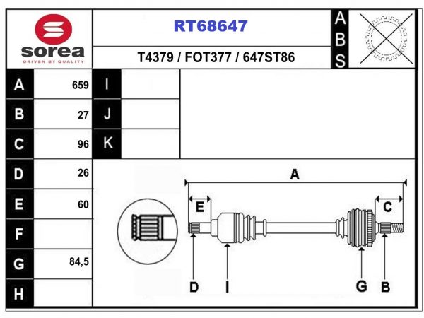 Приводной вал RT68647