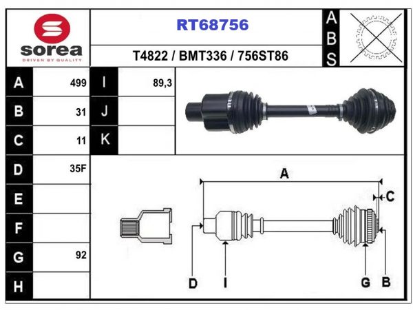 Приводной вал RT68756