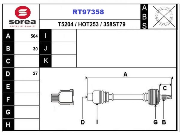 Приводной вал RT97358
