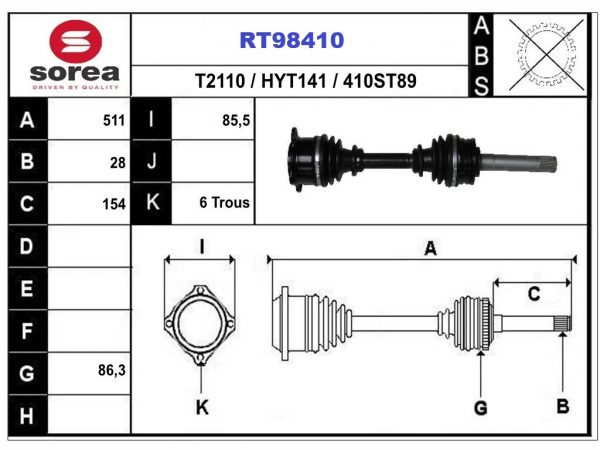 Приводной вал RT98410